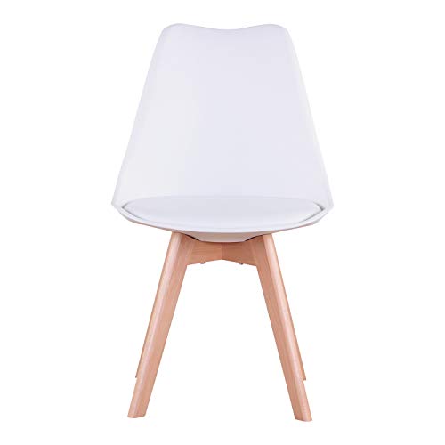 Conjunto de 4 sillas, Silla de Comedor, Silla de tulipán de Estilo nórdico, Adecuada para Sala de Estar, Comedor (Blanco)