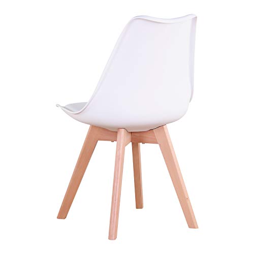 Conjunto de 4 sillas, Silla de Comedor, Silla de tulipán de Estilo nórdico, Adecuada para Sala de Estar, Comedor (Blanco)