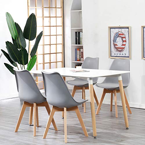 Conjunto de 4 sillas, Silla de Comedor, Silla de tulipán de Estilo nórdico, Adecuada para Sala de Estar, Comedor (Gris) Conjunto de 4 sillas, Silla de Comedor, Silla de tulipán de Estilo nórdico, Adecuada para Sala de Estar, Comedor (Gris)