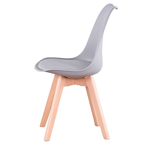 Conjunto de 4 sillas, Silla de Comedor, Silla de tulipán de Estilo nórdico, Adecuada para Sala de Estar, Comedor (Gris) Conjunto de 4 sillas, Silla de Comedor, Silla de tulipán de Estilo nórdico, Adecuada para Sala de Estar, Comedor (Gris)