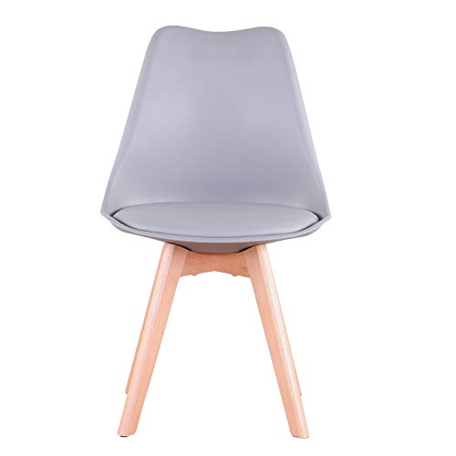 Conjunto de 4 sillas, Silla de Comedor, Silla de tulipán de Estilo nórdico, Adecuada para Sala de Estar, Comedor (Gris) Conjunto de 4 sillas, Silla de Comedor, Silla de tulipán de Estilo nórdico, Adecuada para Sala de Estar, Comedor (Gris)