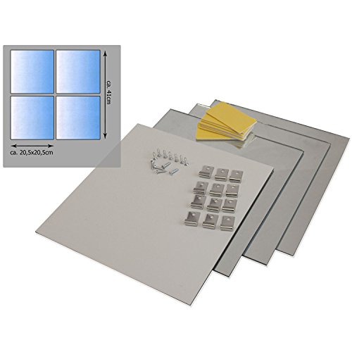 Conjunto de azulejos de espejo de pared decorativos Wohaga® de 8 piezas, cada uno mide 20,5 x 20,5 cm Conjunto de azulejos de espejo de pared decorativos Wohaga® de 8 piezas, cada uno mide 20,5 x 20,5 cm