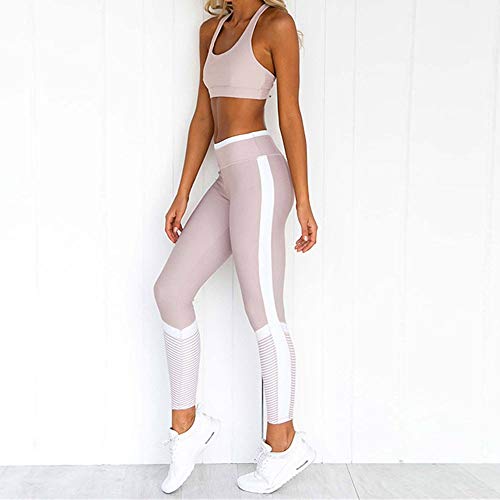 Conjunto de Chándal Mujer Traje de 2 Piezas, Mujeres impresión de la raya yoga Trajes de 2 pedazos entrenamiento Yoga polainas Deportes sujetador de gimnasia ropa deportiva Crop Tops Pantalones aptitu