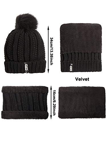 Conjunto de Excursión Esquí de Invierno de Mujeres 5 Piezas, Gorro Bufanda Guantes de Punto Orejeros Medias (Negro) Conjunto de Excursión Esquí de Invierno de Mujeres 5 Piezas, Gorro Bufanda Guantes de Punto Orejeros Medias (Negro)