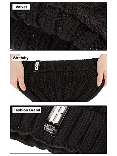 Conjunto de Excursión Esquí de Invierno de Mujeres 5 Piezas, Gorro Bufanda Guantes de Punto Orejeros Medias (Negro) Conjunto de Excursión Esquí de Invierno de Mujeres 5 Piezas, Gorro Bufanda Guantes de Punto Orejeros Medias (Negro)