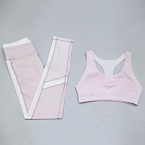 Conjunto de Ropa Fitness Deportiva para Mujer, Mujeres impresión de la raya yoga Trajes de 2 pedazos entrenamiento Yoga polainas Deportes sujetador de gimnasia ropa deportiva Crop Tops Pantalones apti