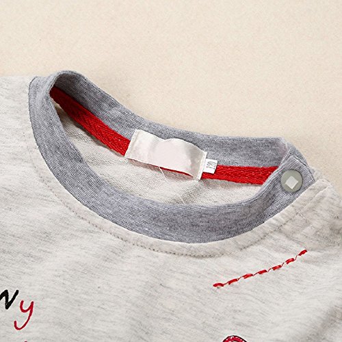 Conjunto de Ropa Niña Otoño Invierno, Fossen 1-5 años Bebe Camisetas Estampados de Dibujos Animados y Vaqueros (18 Meses, Gris)