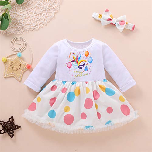 Conjunto de ropa para niña, vestido de fiesta de princesa con estampado de puntos de manga larga para niña pequeña Conjunto de ropa para niña, vestido de fiesta de princesa con estampado de puntos de manga larga para niña pequeña
