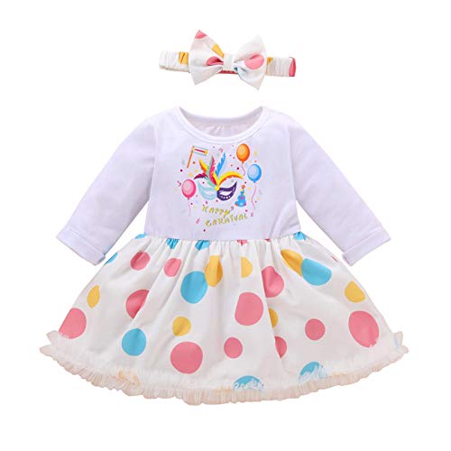 Conjunto de ropa para niña, vestido de fiesta de princesa con estampado de puntos de manga larga para niña pequeña