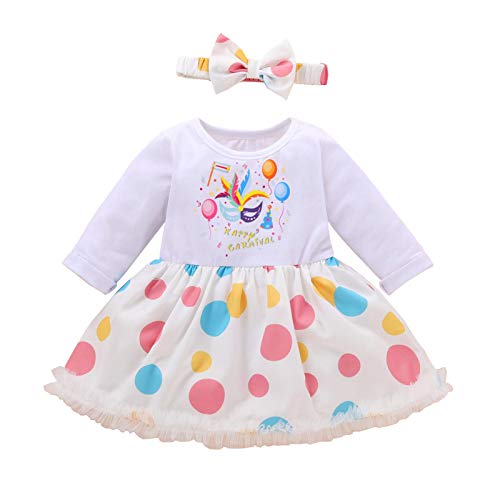 Conjunto de ropa para niña, vestido de fiesta de princesa con estampado de puntos de manga larga para niña pequeña Conjunto de ropa para niña, vestido de fiesta de princesa con estampado de puntos de manga larga para niña pequeña