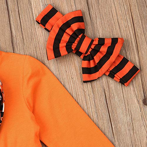 Conjunto de ropa para niños pequeños y niñas de Halloween con fantasma de manga larga blusa de vestir pantalones de polainas - naranja - 6-7 años