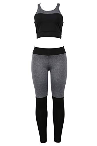 Conjunto Deportivo Mujer Fitness Verano Chandal 2 Piezas Crop Top y Pantalon Push Up Traje de Gimnasia Ropa Malla para Running Yoga Pilates Danza Sportwear Activewear Training Wear Tracksuit Sweatsuit