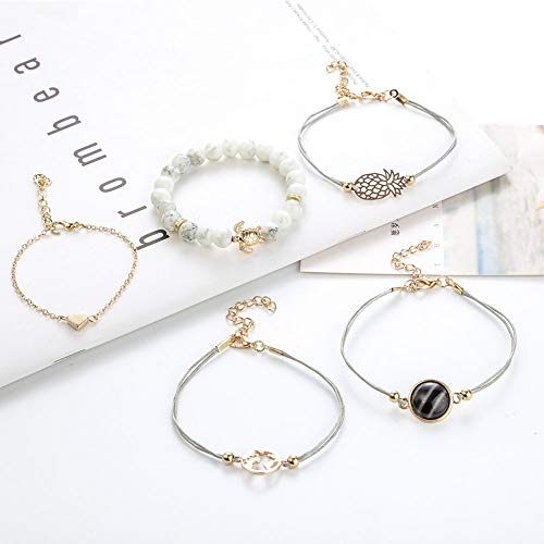Conjunto Pulseras Mujer, Dsaren Apilable Pulsera Ajustable Circón Brazalete Conjunto Mujeres Accesorios de la joyería, Mejores Regalos para Ella (Piña y tortuga) Conjunto Pulseras Mujer, Dsaren Apilable Pulsera Ajustable Circón Brazalete Conjunto Mujeres Accesorios de la joyería, Mejores Regalos para Ella (Piña y tortuga)