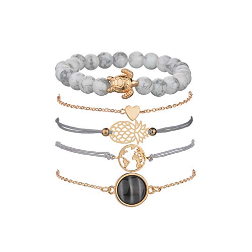 Conjunto Pulseras Mujer, Dsaren Apilable Pulsera Ajustable Circón Brazalete Conjunto Mujeres Accesorios de la joyería, Mejores Regalos para Ella (Piña y tortuga) Conjunto Pulseras Mujer, Dsaren Apilable Pulsera Ajustable Circón Brazalete Conjunto Mujeres Accesorios de la joyería, Mejores Regalos para Ella (Piña y tortuga)