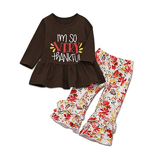 Conjuntos Bebe, ASHOP Ropa de Bebe Otoño/Invierno Ropa Conjuntos,Top Casual de Manga Larga con Volante+1PC Pantalones Florales (café,90) Conjuntos Bebe, ASHOP Ropa de Bebe Otoño/Invierno Ropa Conjuntos,Top Casual de Manga Larga con Volante+1PC Pantalones Florales (café,90)