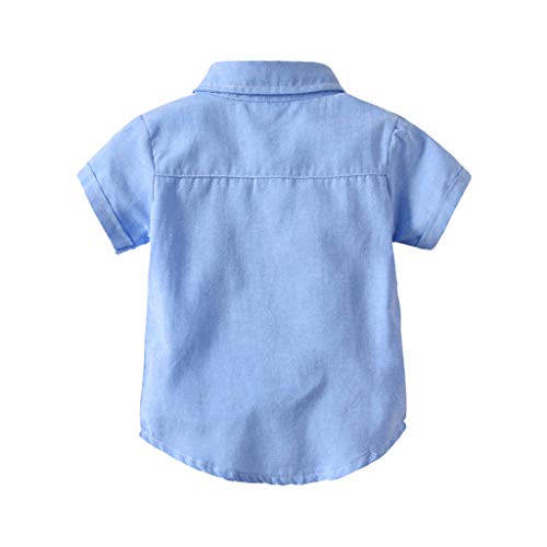 Conjuntos Bebe Niño, Lanskirt 3 Piezas Ropa de Camisa de Manga Corta con Pajarita a Lunares y Camisa de Color Liso+ Pantalones Cortos+ Traje de Caballero Bebe 3 a 24 Meses