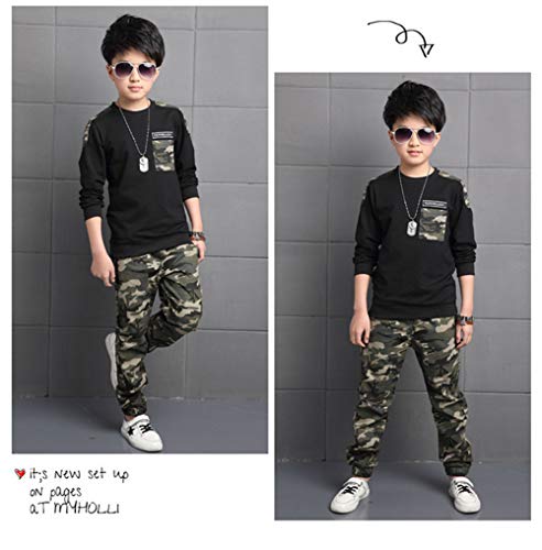 Conjuntos de chándal para niños de 2 Piezas Camiseta de Manga Larga + Pantalones de Camuflaje Conjunto de Ropa 4-12 años
