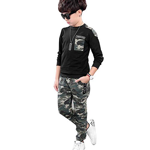 Conjuntos de chándal para niños de 2 Piezas Camiseta de Manga Larga + Pantalones de Camuflaje Conjunto de Ropa 4-12 años Conjuntos de chándal para niños de 2 Piezas Camiseta de Manga Larga + Pantalones de Camuflaje Conjunto de Ropa 4-12 años