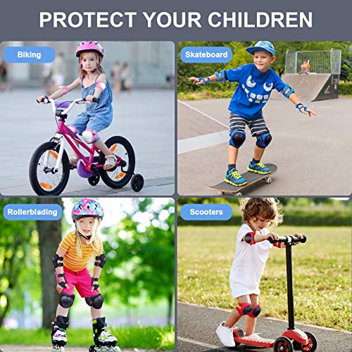 Conjuntos de Patinaje Infantil,Ajustable Coderas para Patinar Rodilleras Muñeca Muñequeras Protecciones Patines Juego Protectores para Skate Ciclismo Patinaje Monopatín Bicicleta Deportes Extremo