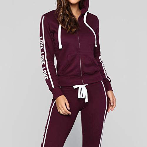 Conjuntos Deportivos Mujer Chándal Transpirable Sudadera con Capucha + Casuales Pantalones Estampade Chaqueta Ropa de Correr Yoga Fitness Deporte Fannyfuny Conjuntos Deportivos Mujer Chándal Transpirable Sudadera con Capucha + Casuales Pantalones Estampade Chaqueta Ropa de Correr Yoga Fitness Deporte Fannyfuny