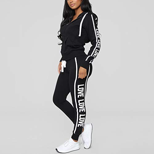 Conjuntos Deportivos Mujer Chándal Transpirable Sudadera con Capucha + Casuales Pantalones Estampade Chaqueta Ropa de Correr Yoga Fitness Deporte Fannyfuny Conjuntos Deportivos Mujer Chándal Transpirable Sudadera con Capucha + Casuales Pantalones Estampade Chaqueta Ropa de Correr Yoga Fitness Deporte Fannyfuny