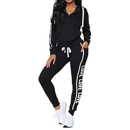 Conjuntos Deportivos Mujer Chándal Transpirable Sudadera con Capucha + Casuales Pantalones Estampade Chaqueta Ropa de Correr Yoga Fitness Deporte Fannyfuny Conjuntos Deportivos Mujer Chándal Transpirable Sudadera con Capucha + Casuales Pantalones Estampade Chaqueta Ropa de Correr Yoga Fitness Deporte Fannyfuny