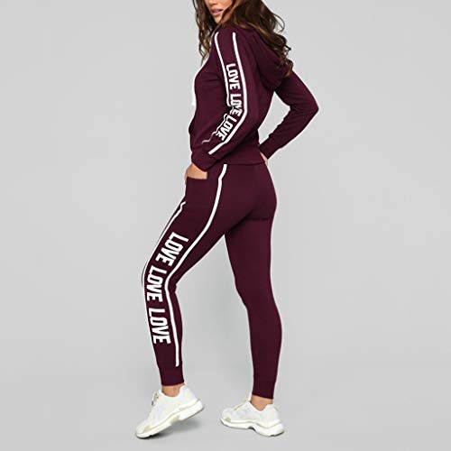 Conjuntos Deportivos Mujer Chándal Transpirable Sudadera con Capucha + Casuales Pantalones Estampade Chaqueta Ropa de Correr Yoga Fitness Deporte Fannyfuny