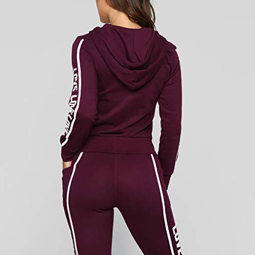 Conjuntos Deportivos Mujer Chándal Transpirable Sudadera con Capucha + Casuales Pantalones Estampade Chaqueta Ropa de Correr Yoga Fitness Deporte Fannyfuny