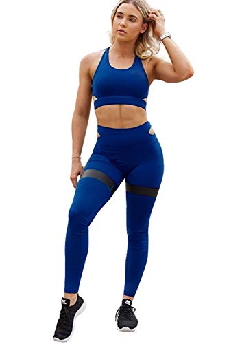 Conjuntos Deportivos Mujer Fitness Bohemio Chic Ropa de Gimnasio Chandal Dos Piezas Estampada Flores Verano Sujetador Crop Top y Pantalon Leggings Push Up Yoga Set Sportwear para Gym Running Pilates