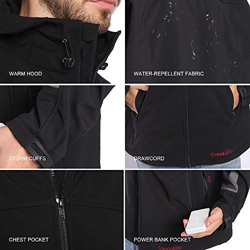 CONQUECO Hombre Chaleco con Calefacción Eléctrico Ropa Abrigada de Invierno para Motocicleta Viajes Pesca Golf