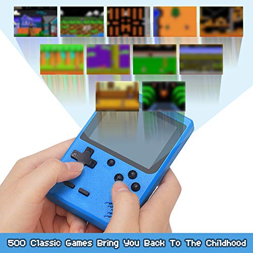 Consola de Juegos Portátil, 500 Juegos Retro Game Consola Juegos Clásica Jugador con 1 Carga USB y Controlador de juego, Soporte Dos Jugadores y conectar TV, Regalo de Cumpleaños para los Niños Padres