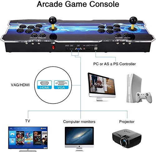 Consola de videojuegos, SeeKool 3D Pandora X Multijugador Home Arcade Game Console, con 2500 Juegos retros, Soporte de Tarjeta TF+Usb Dis, para PC / Ordenador portátil / PS3/ TV
