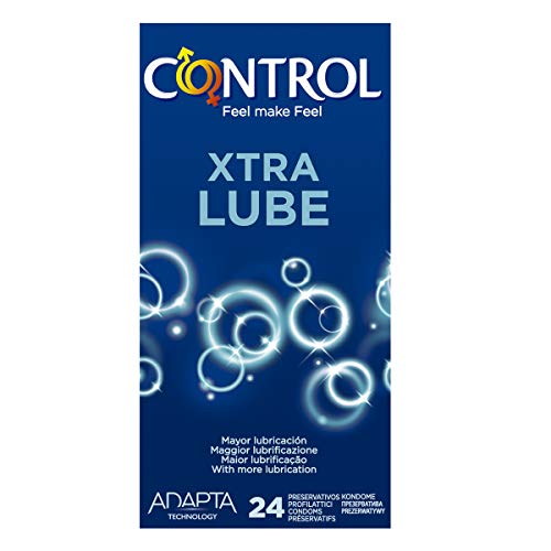 Control Nature Xtra Lube - Caja de condones, gama placer natural, mayor lubricación, perfecta adaptabilidad, sexo seguro, 24 unidades