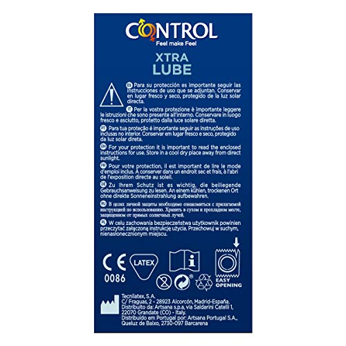 Control Nature Xtra Lube - Caja de condones, gama placer natural, mayor lubricación, perfecta adaptabilidad, sexo seguro, 24 unidades