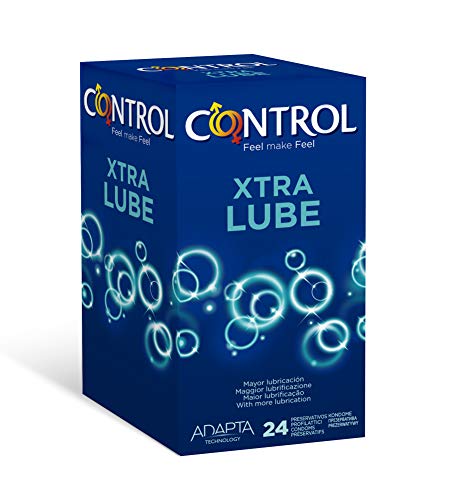 Control Nature Xtra Lube - Caja de condones, gama placer natural, mayor lubricación, perfecta adaptabilidad, sexo seguro, 24 unidades