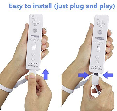 Controlador Tina @ Wii Nunchuck, 2 paquetes de repuesto para controlador Nunchuk para consola Wii y Wii U (blanco / blanco)