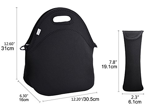 COOFIT Bolsa Porta Alimentos, Bolsa Neopreno Porta Alimentos Bolsa Almuerzo Bolsa Comida Neopreno para Picnic con Correa de Hombro