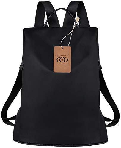 Coofit Mochila Mujer, Mochila Escolar Casual Multifunción Bolso Mochila Negro Actualizar Mochila (Profundo negro)