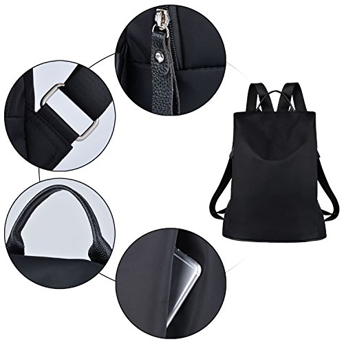 Coofit Mochila Mujer, Mochila Escolar Casual Multifunción Bolso Mochila Negro Actualizar Mochila (Profundo negro)