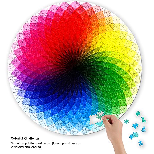 Coogam 1000 Piezas Redondo Puzzle Creativo Arco Iris Difícil Rompecabezas Grande Educativo El Alivio del Estrés Juguete para Adultos Niños