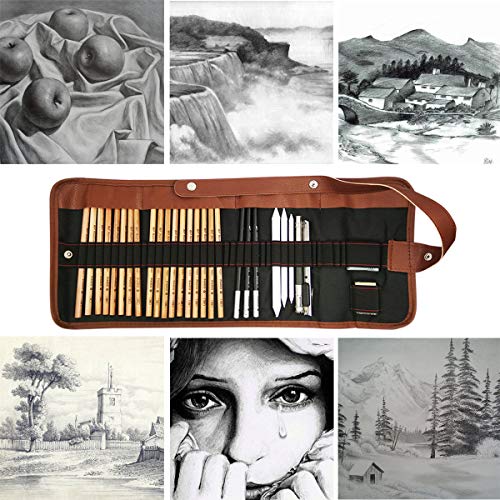 Cooja Set de Lapices de Dibujo, Lapiz Kit de Arte Material de Dibujo con Lapices Grafito e Lapices Carboncillo, Set de Artista para Bosquejo, 29 Piezas Cooja Set de Lapices de Dibujo, Lapiz Kit de Arte Material de Dibujo con Lapices Grafito e Lapices Carboncillo, Set de Artista para Bosquejo, 29 Piezas
