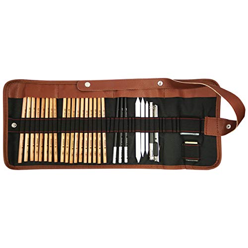 Cooja Set de Lapices de Dibujo, Lapiz Kit de Arte Material de Dibujo con Lapices Grafito e Lapices Carboncillo, Set de Artista para Bosquejo, 29 Piezas Cooja Set de Lapices de Dibujo, Lapiz Kit de Arte Material de Dibujo con Lapices Grafito e Lapices Carboncillo, Set de Artista para Bosquejo, 29 Piezas