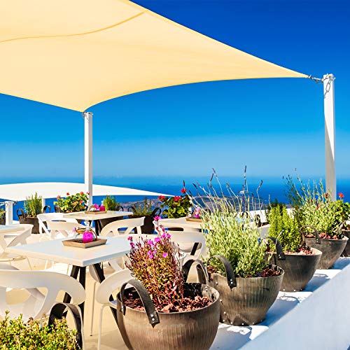 Cool Area Toldo Vela de Sombra Rectangular 3 x 4 Metros, Impermeable Protección UV para Patio Exteriores Jardín, Color Arena Cool Area Toldo Vela de Sombra Rectangular 3 x 4 Metros, Impermeable Protección UV para Patio Exteriores Jardín, Color Arena