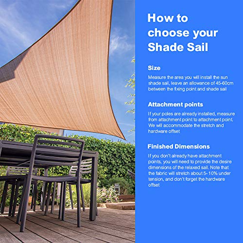 Cool Area Toldo Vela de Sombra Rectangular 3 x 4 Metros, Impermeable Protección UV para Patio Exteriores Jardín, Color Arena Cool Area Toldo Vela de Sombra Rectangular 3 x 4 Metros, Impermeable Protección UV para Patio Exteriores Jardín, Color Arena