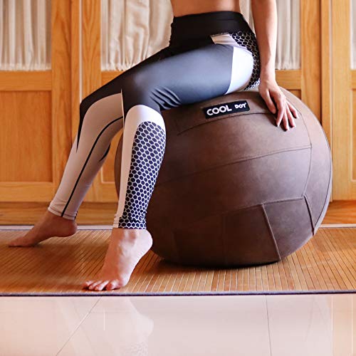 COOLDOT Bola de Yoga para Adultos Pelota Asiento Silla con Cubierta Asa Incluye Pelota de Ejercicio Bombín para Casa Oficina Pilates Yoga 75 cm diámetro (marrón, 75) con Tratamiento Antibacteriano COOLDOT Bola de Yoga para Adultos Pelota Asiento Silla con Cubierta Asa Incluye Pelota de Ejercicio Bombín para Casa Oficina Pilates Yoga 75 cm diámetro (marrón, 75) con Tratamiento Antibacteriano