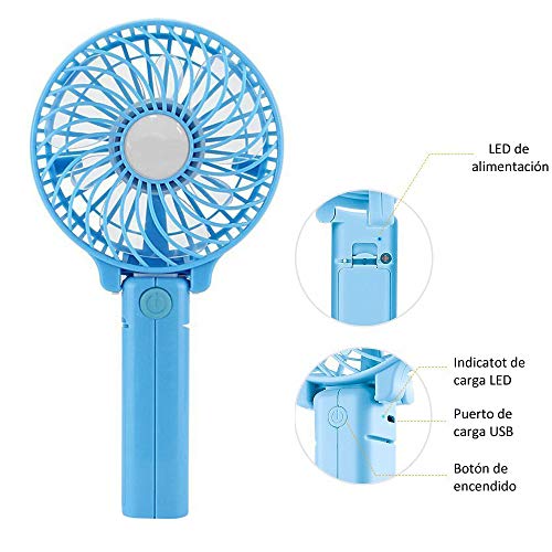 COOLEAD Plegable Mini Ventilador USB Silencioso Portátil Ventilador de Mano Pequeño Personal Hand Fan Batería Recargable Ventilador para Mesa Escritorio Cochecito de Bebé Camping Viaje Oficina PC