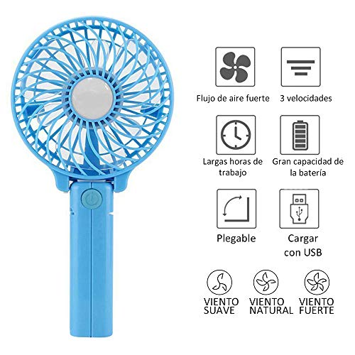 COOLEAD Plegable Mini Ventilador USB Silencioso Portátil Ventilador de Mano Pequeño Personal Hand Fan Batería Recargable Ventilador para Mesa Escritorio Cochecito de Bebé Camping Viaje Oficina PC