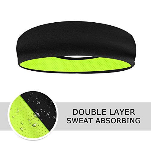 COOLOO Diadema para Hombres, 2 Pack Sweatband Deportiva para Hombre Mujer Unisex, Rendimiento Estiramiento y humectación para Correr Gym Tennis Basketball