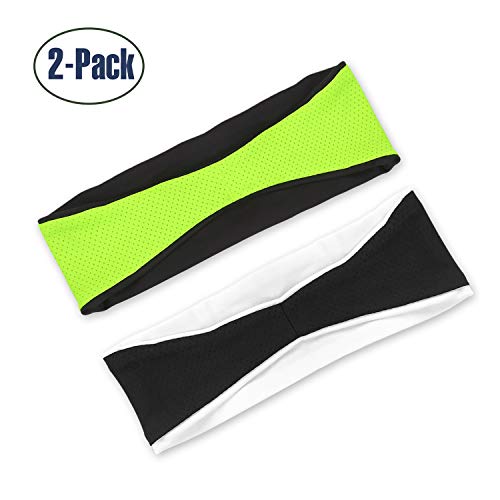 COOLOO Diadema para Hombres, 2 Pack Sweatband Deportiva para Hombre Mujer Unisex, Rendimiento Estiramiento y humectación para Correr Gym Tennis Basketball