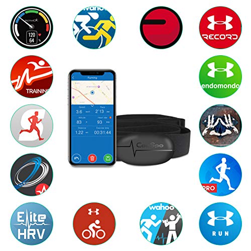 CooSpo Banda de Frecuencia Cardiaca Bluetooth 4.0 Ant+ Monitor Sensor de Frecuencia Cardíaca Compatible con Garmin Wahoo Zwift Endomodo y Otros